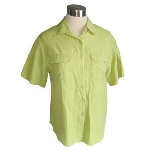 Joanna Kiwi Green Button Down Short Sleeve Shirt Women’s M